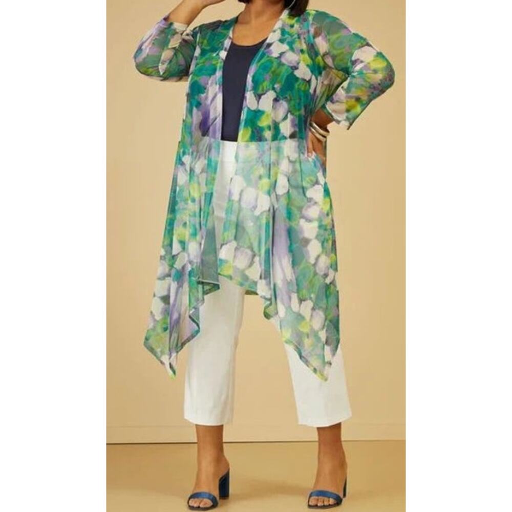 PLUS SIZE 3X Women’s Abstract Print Mesh Duster